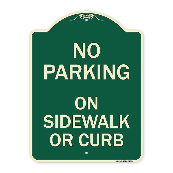 Signmission No Parking on Sidewalk or Curb Heavy-Gauge Aluminum Architectural Sign, 24" x 18", G-1824-23694 A-DES-G-1824-23694 - main